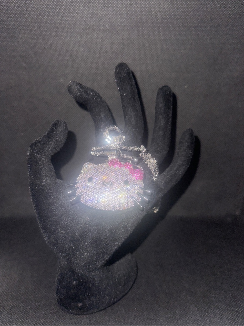 Hello Kitty Crystal Pendant Necklace - Pink Accent